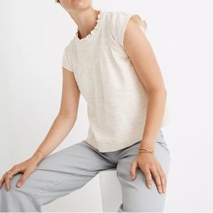 Madewell Textural Knit Ruffle-Neck Top Size M NWT
